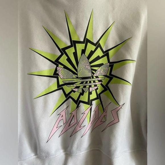 Adidas white cropped sweatshirt hoodie Sz M - Picture 4 of 16